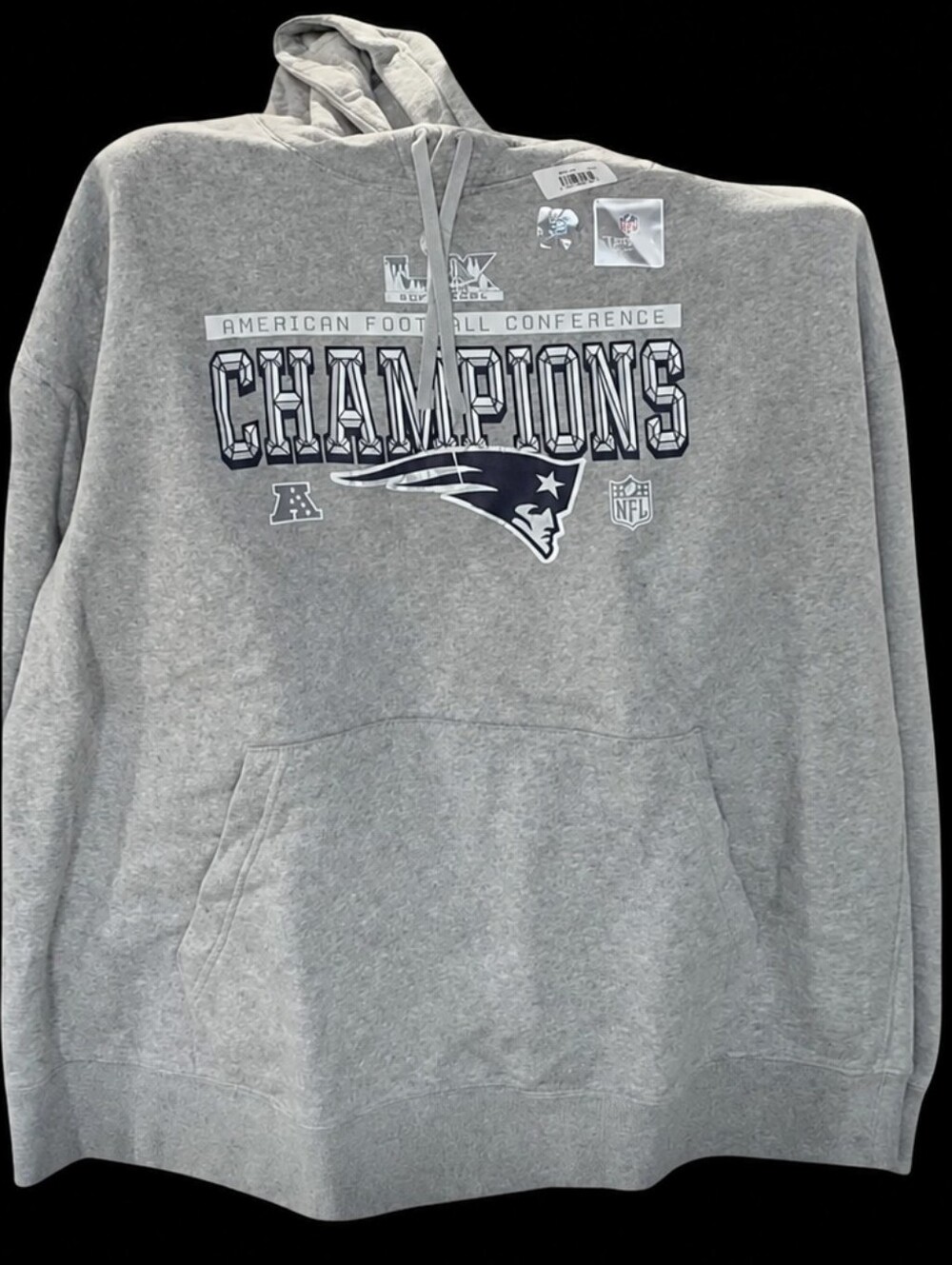 NIKE NFL AFC Trophy Collection Patriots Gray Superbowl Hoodie